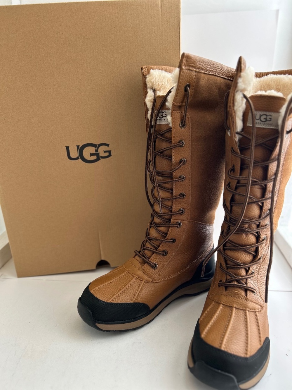 UGG Adirondack Boot Tall III Waterproof Chestnut Boots Women's Size 8 - NIB